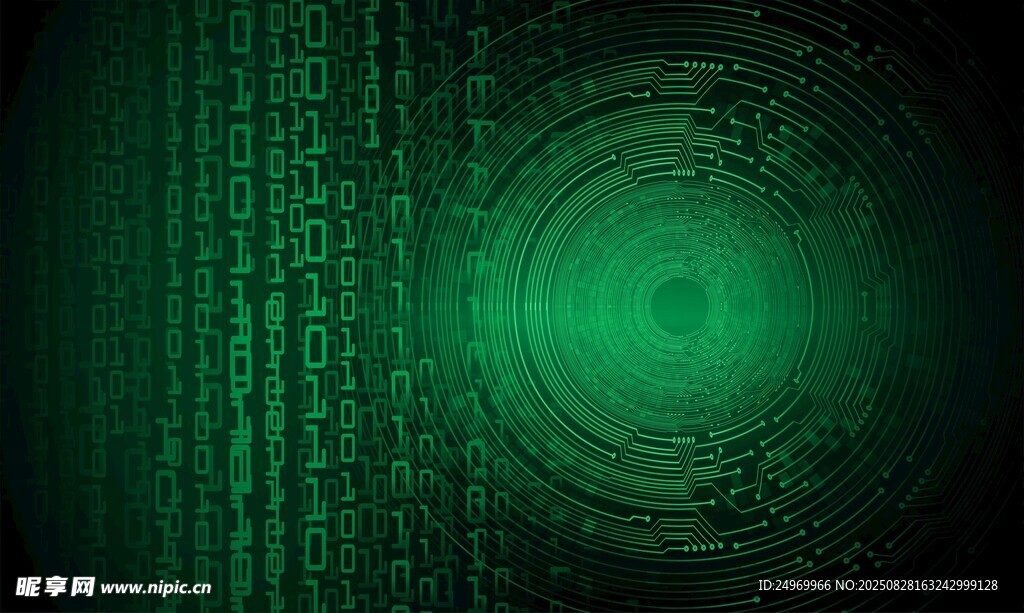 科技感绿色数字与眼图像