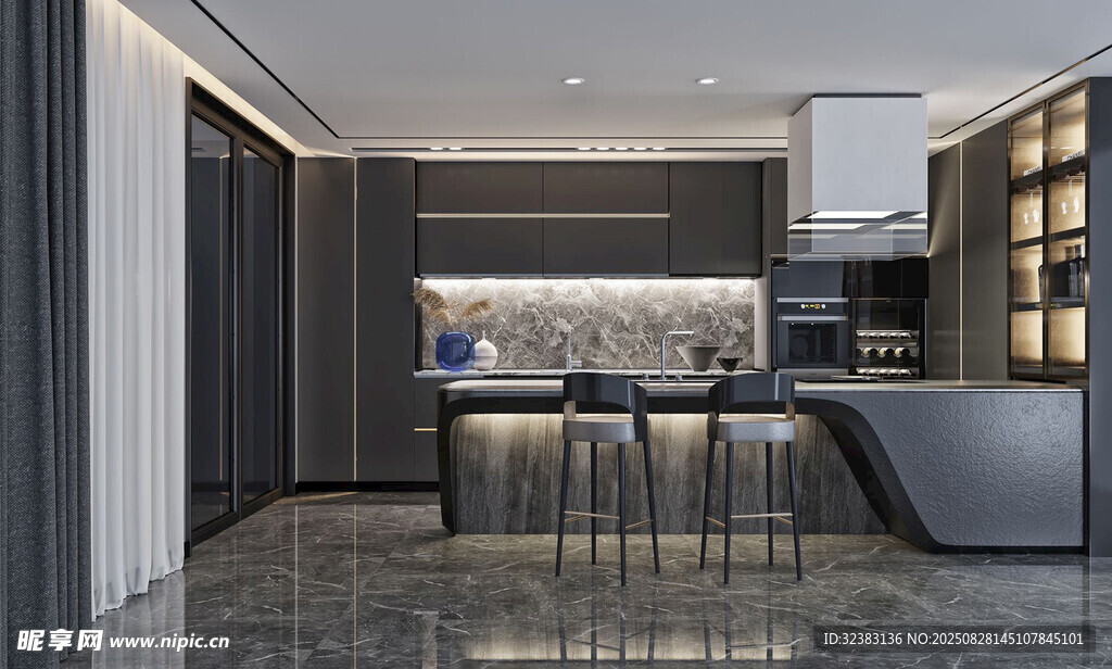 现代简约风开放式厨房空间