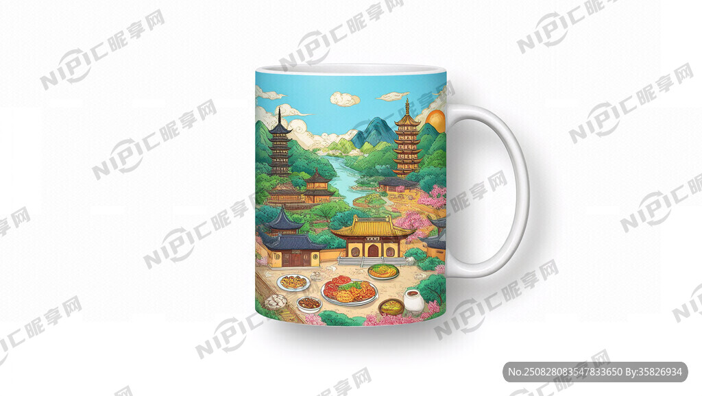 无锡的各个景点及美食的手绘插图