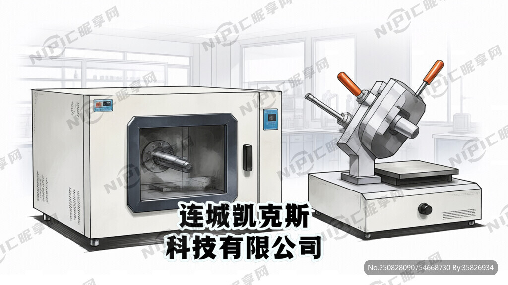 一整个单晶炉和切片机的手绘插画