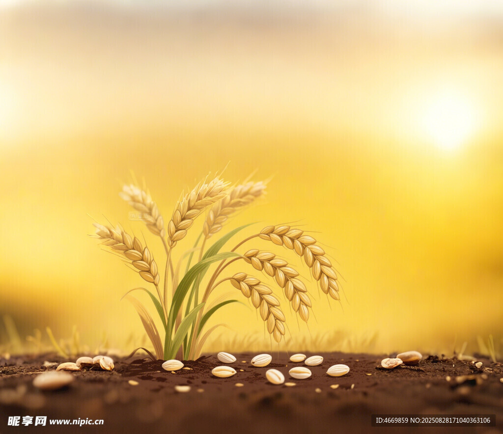 金黄稻田中的稻穗与硬币