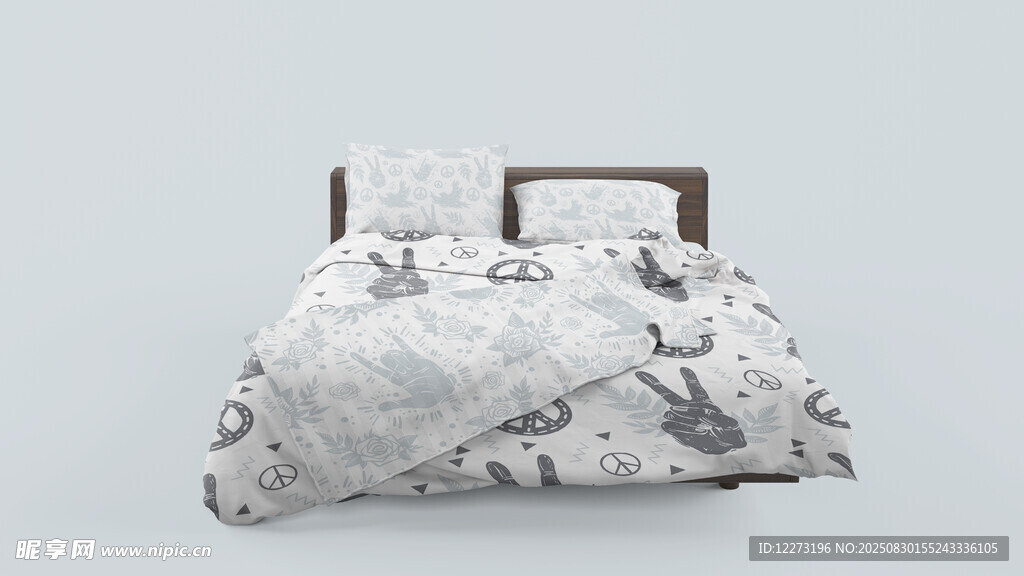 简约印花床品展示
