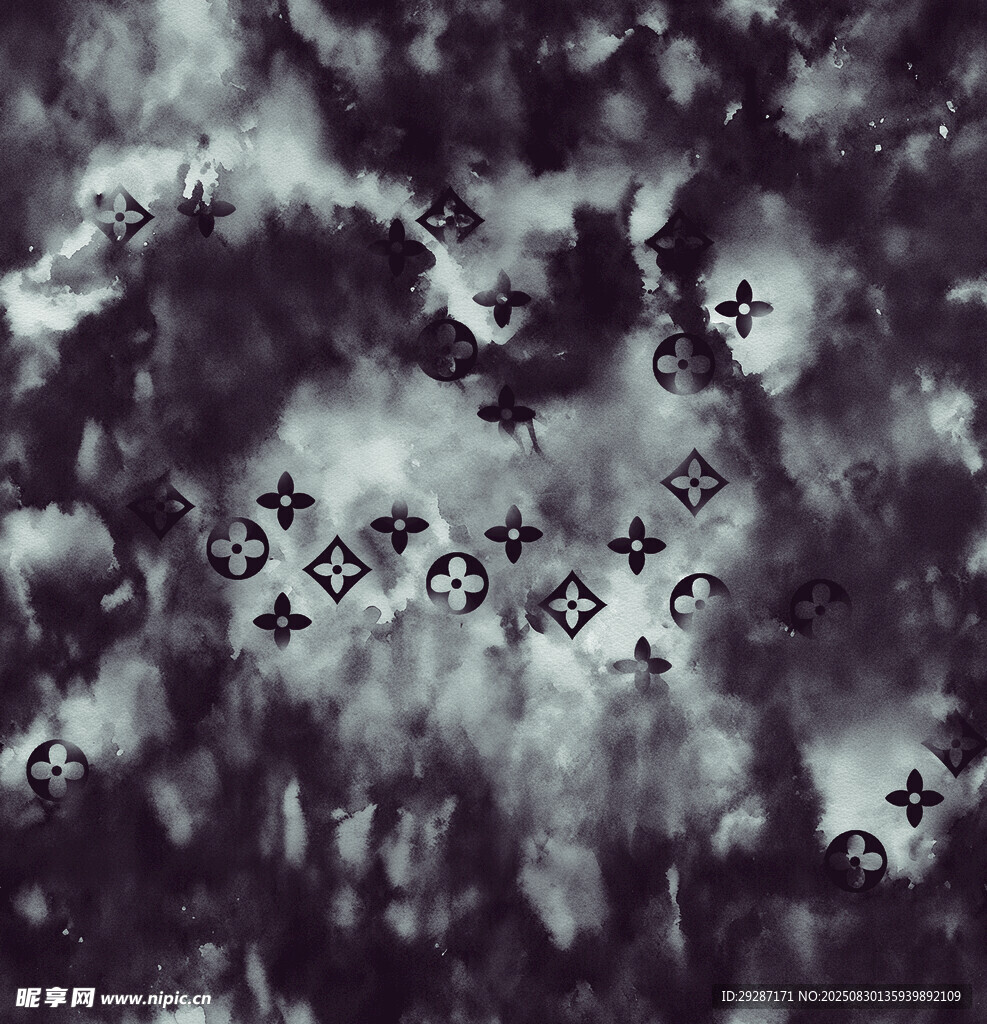 水墨风格汉字云雾背景图