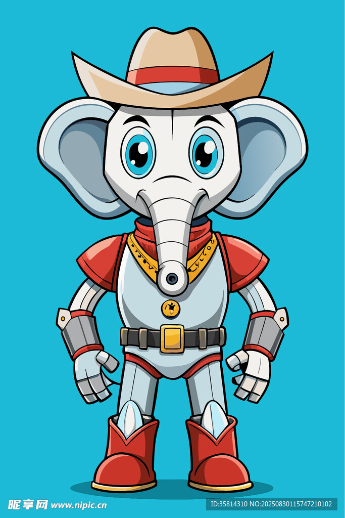 牛仔风机械大象形象