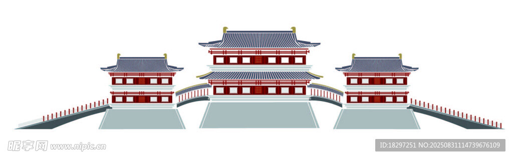 中式古建筑桥梁景观