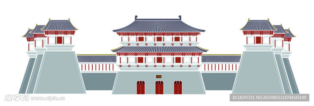 中式古城门建筑景观