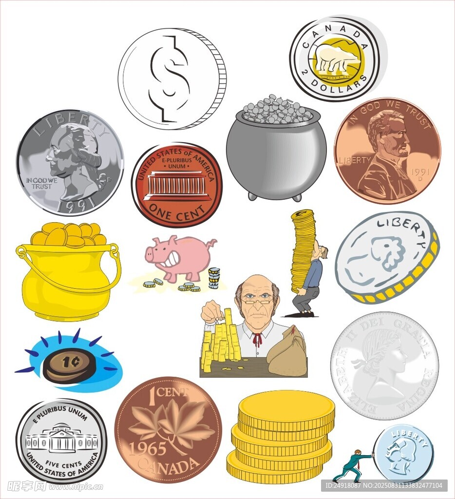 西方硬币 外国货币 硬币图案