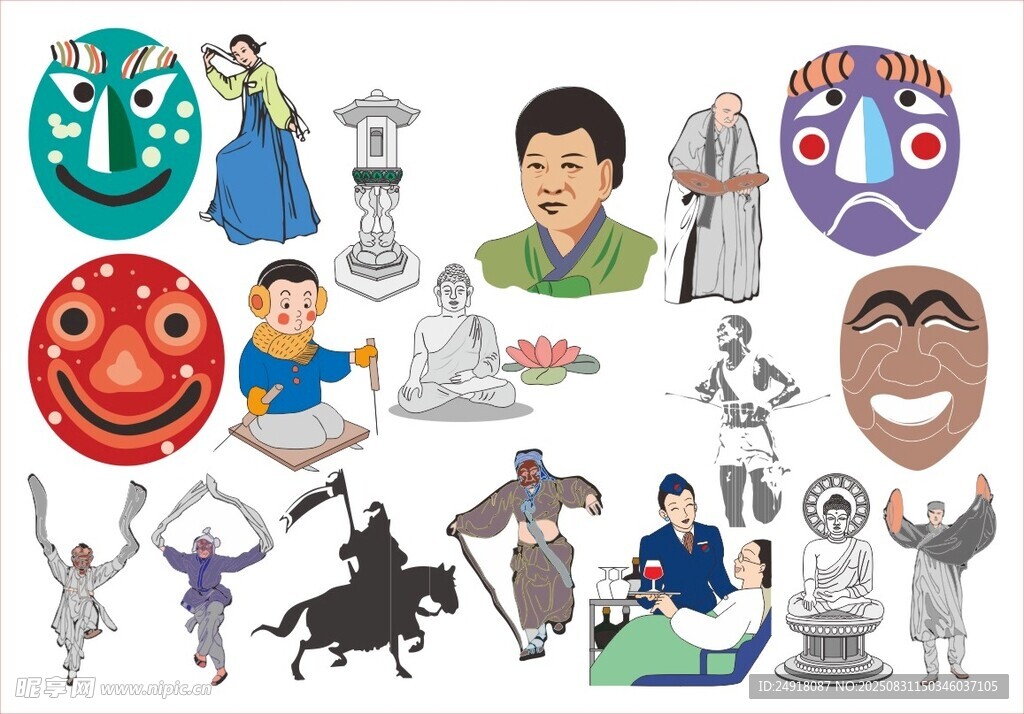 韩国插画 韩国元素 韩国卡通 