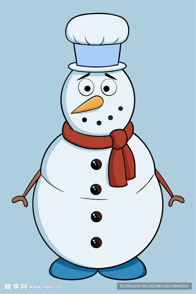 戴厨师帽的可爱雪人