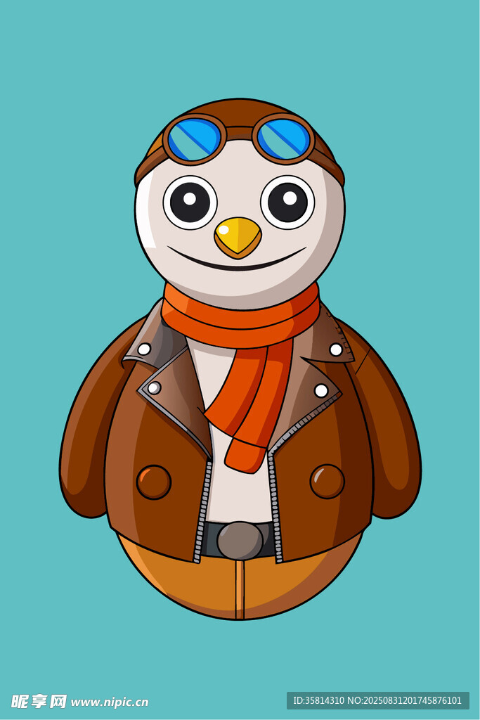 骑摩托的可爱企鹅形象