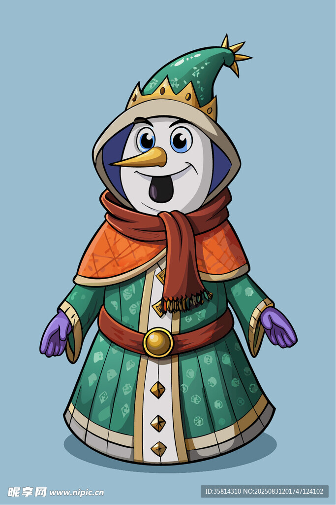 圣诞雪人装扮的卡通企鹅