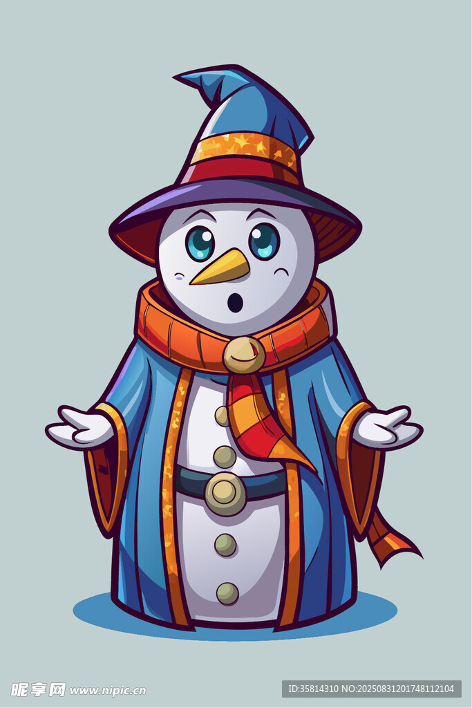 魔法装扮的可爱雪人