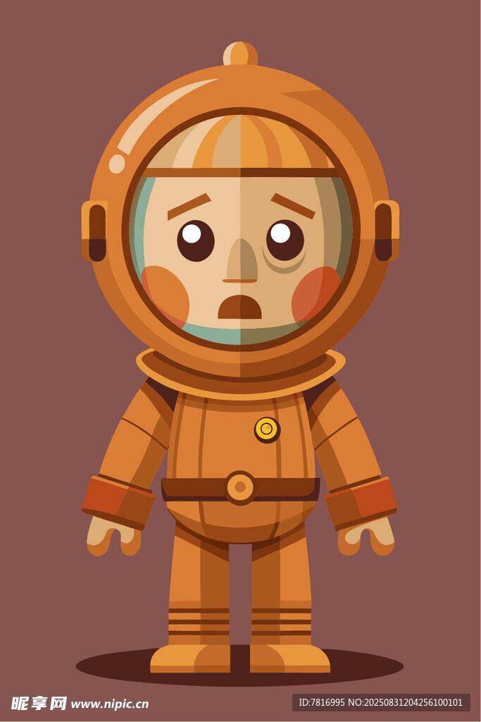 忧心忡忡的卡通宇航员