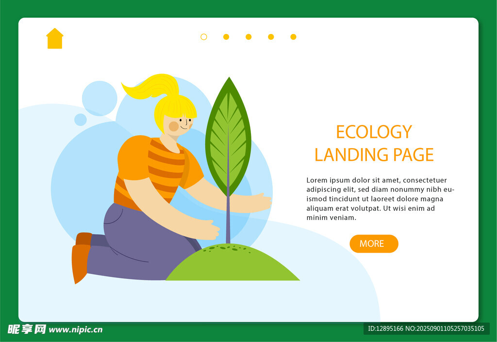 女孩植树的着陆页插画
