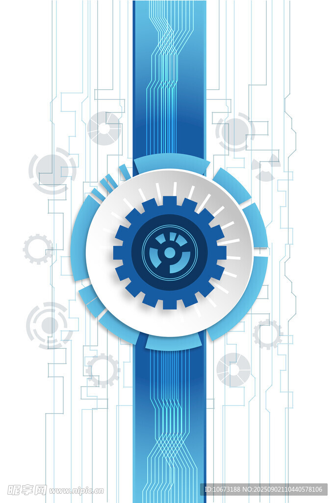 科技风蓝色齿轮图案背景