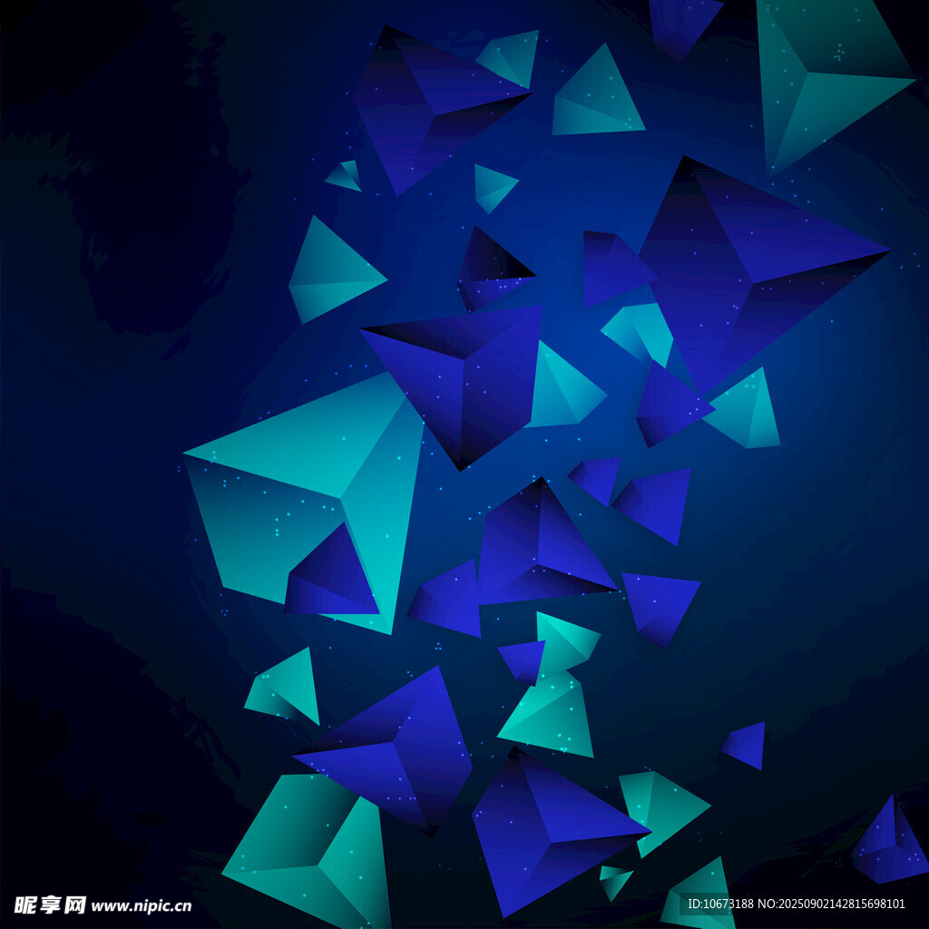 蓝色几何碎片抽象背景图