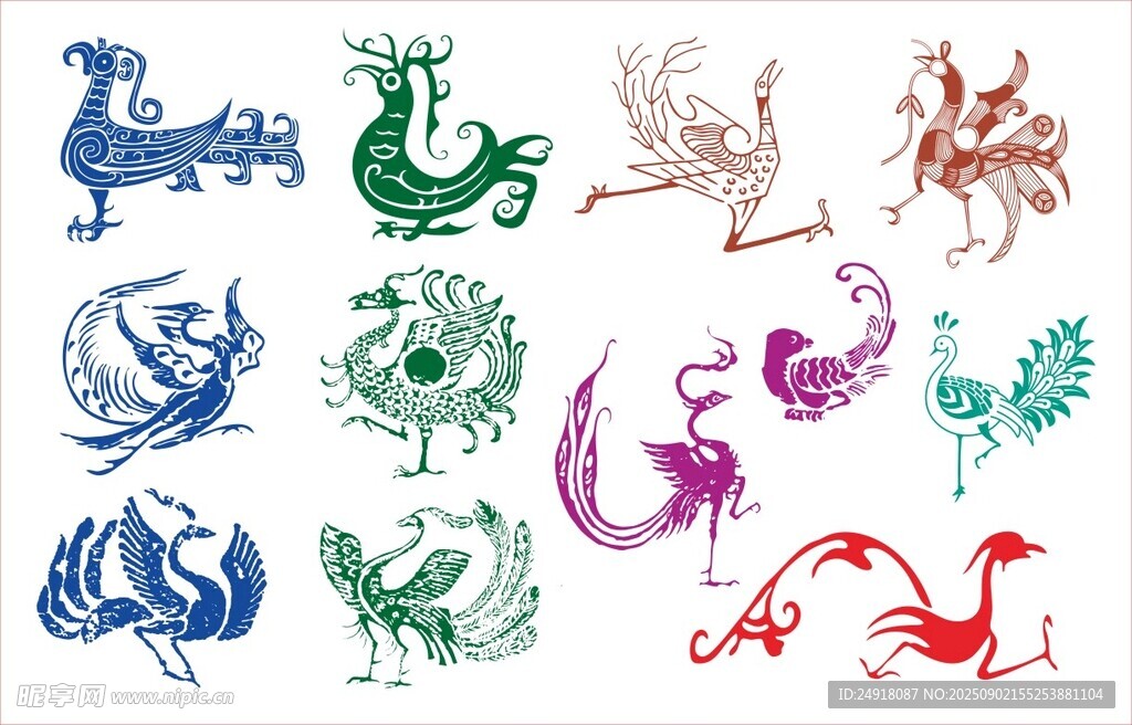 凤凰图案 矢量凤凰 凤凰纹饰 