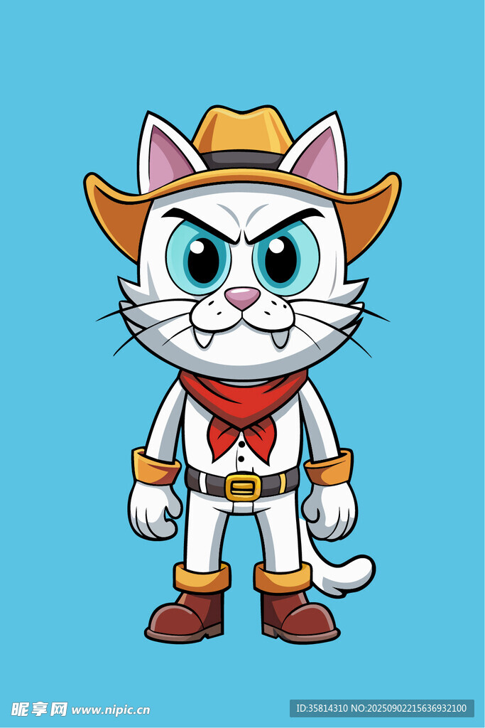 牛仔风猫咪卡通形象