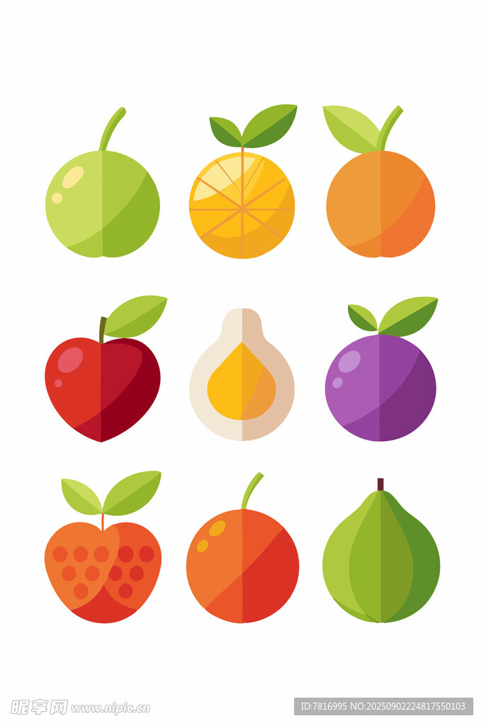 多彩水果图标集合