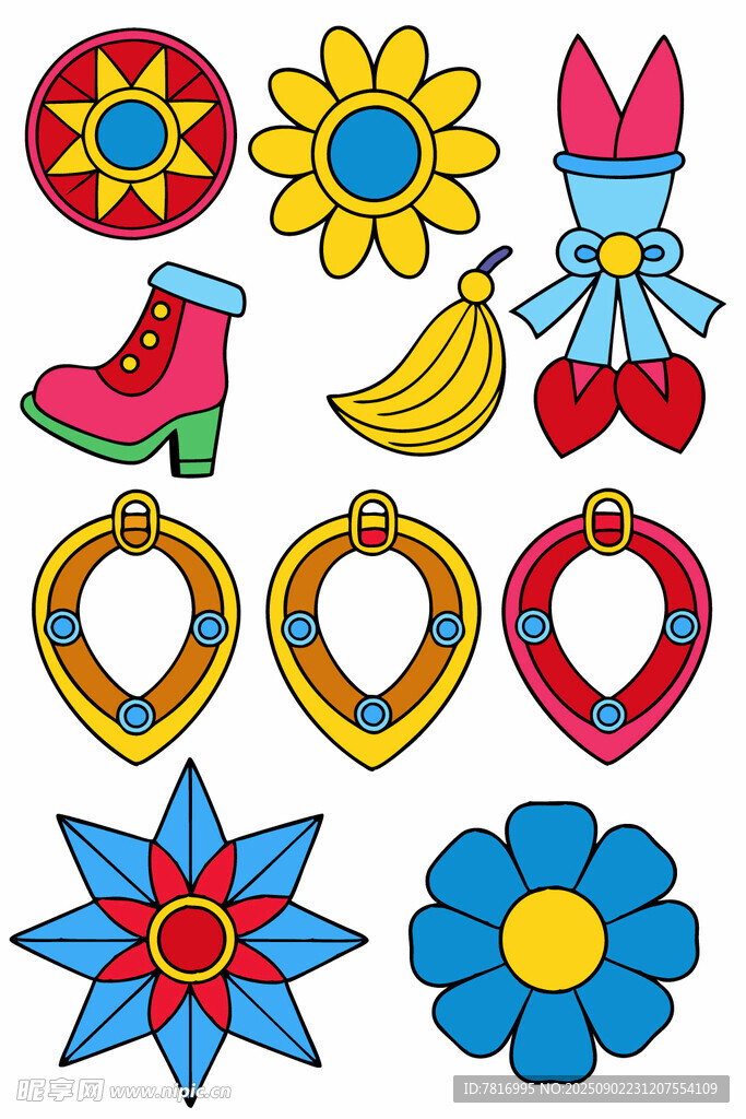 多彩卡通装饰图案集合