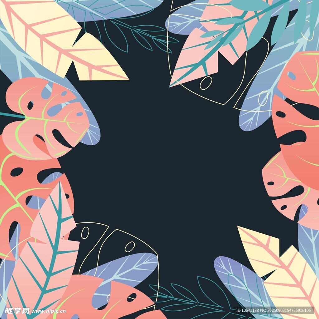 热带植物边框装饰图案