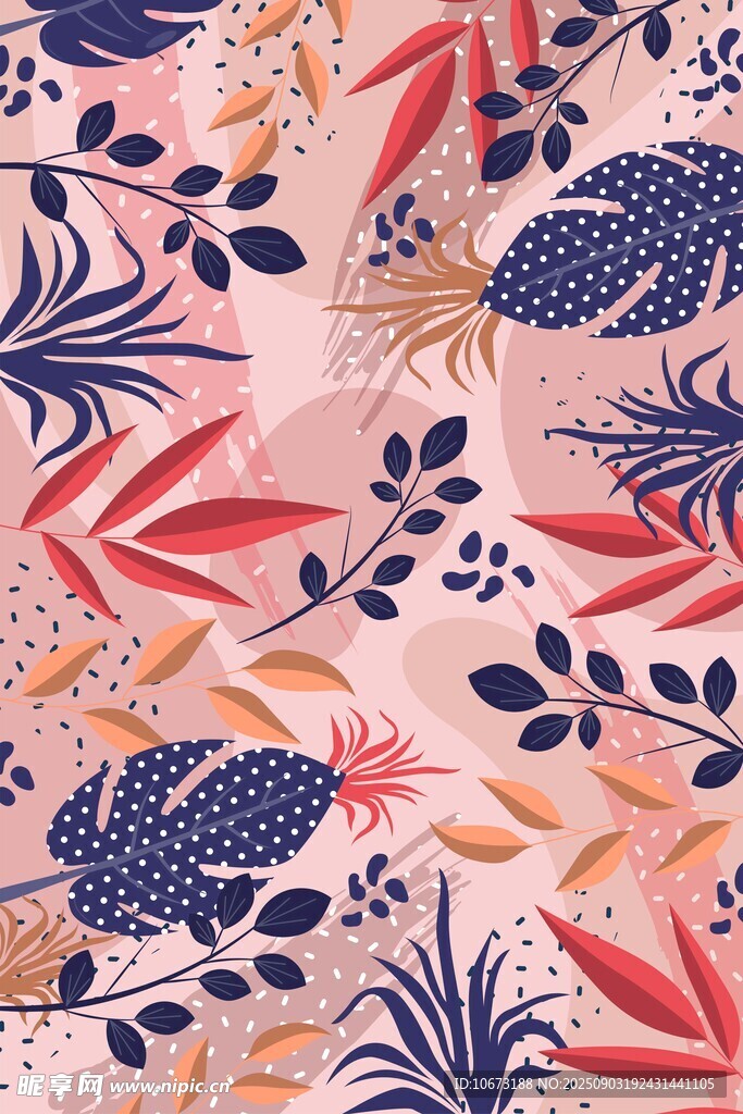 热带花卉植物图案纹理