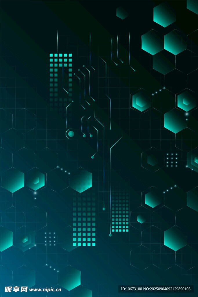 科技感六边形数字背景图