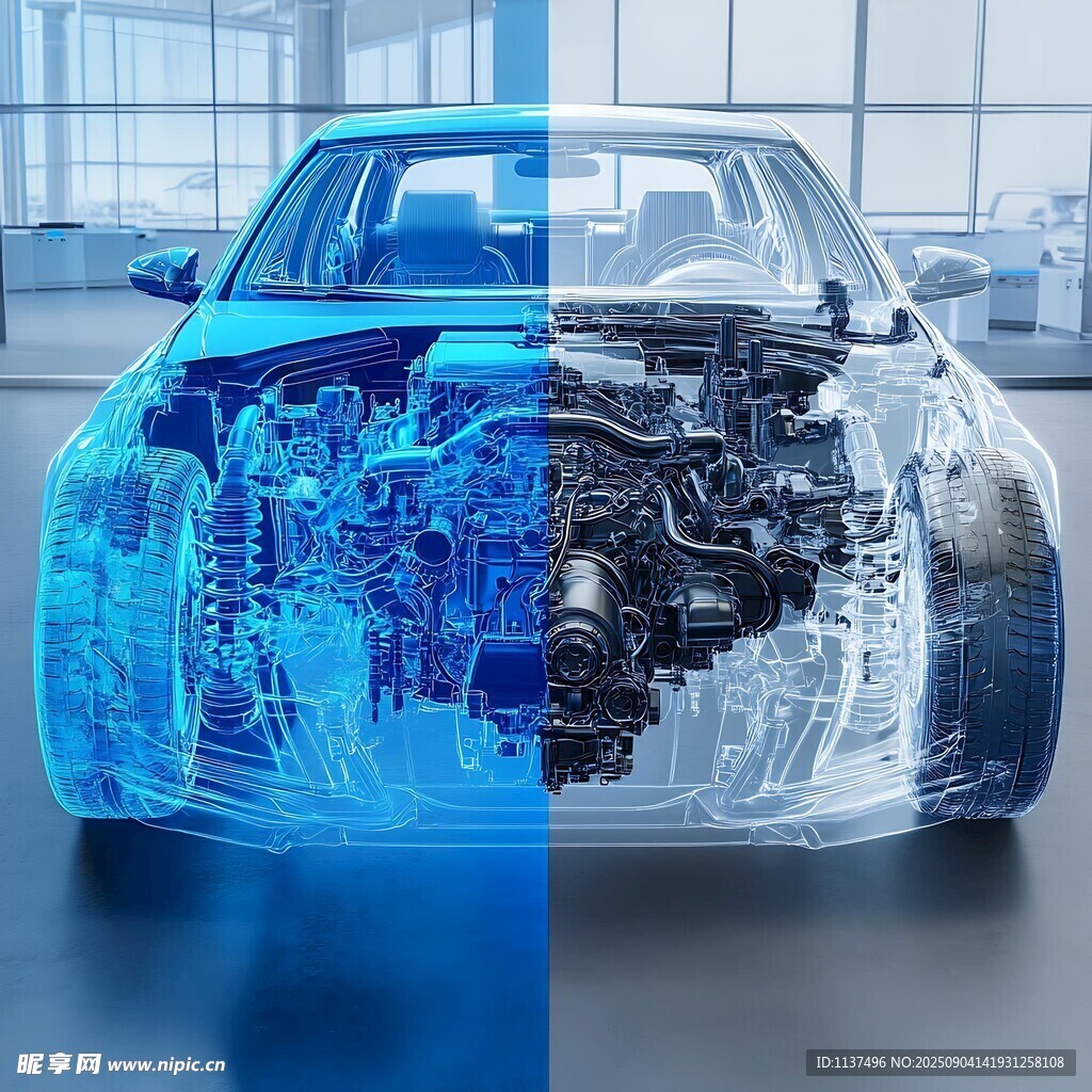 汽车内部构造透明展示图