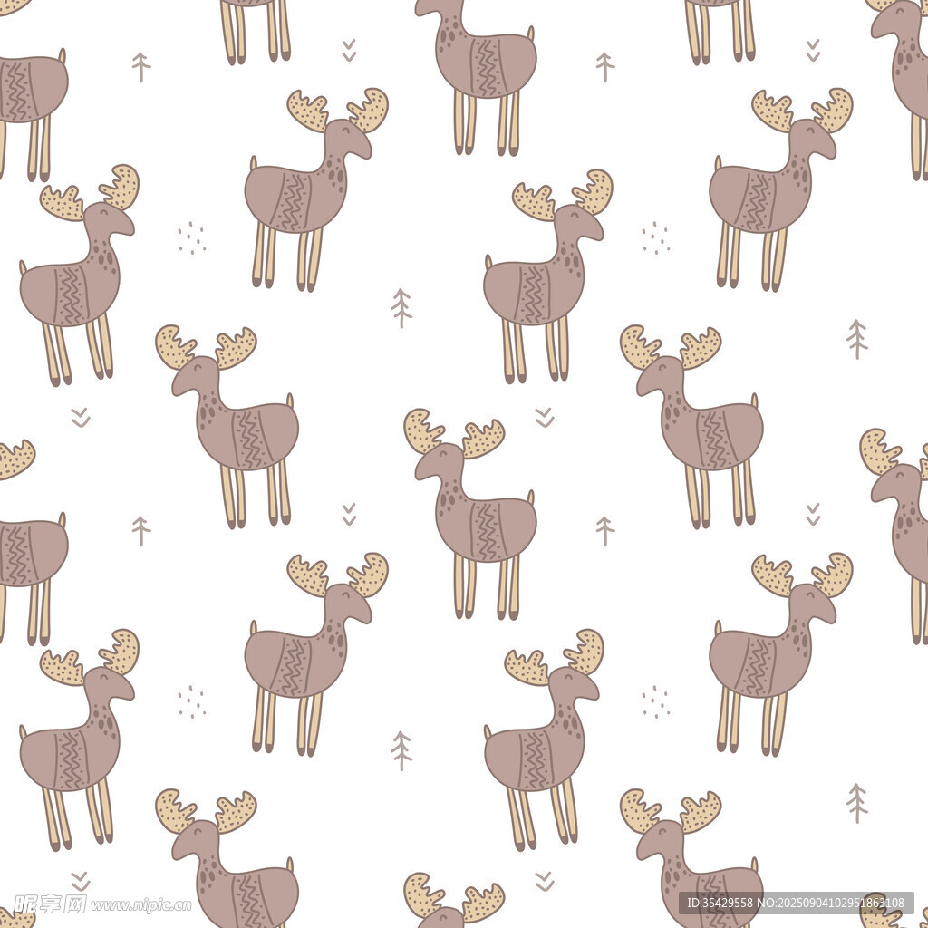 可爱麋鹿无缝图案背景