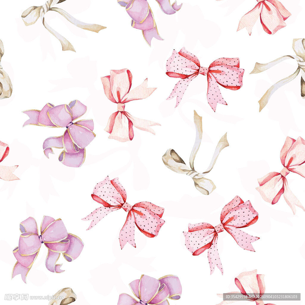 水彩蝴蝶结图案背景