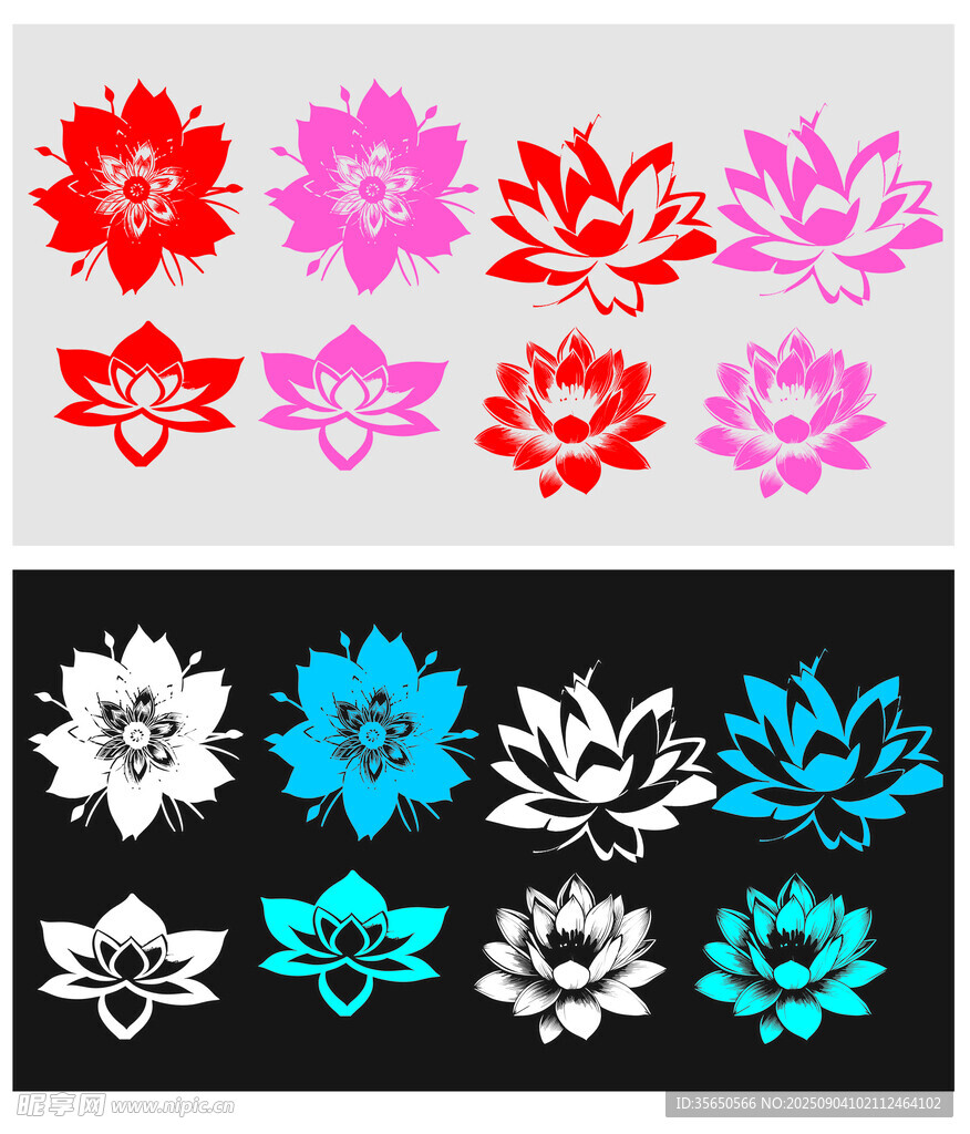 多彩莲花图案素材