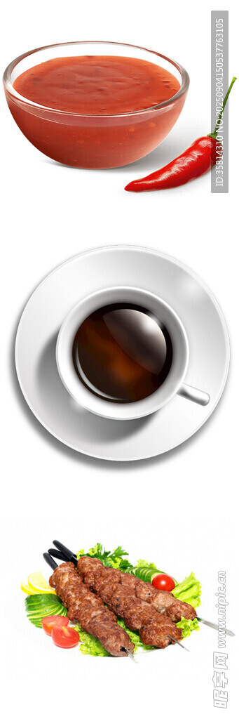 美味烤肉配蘸料与辣椒