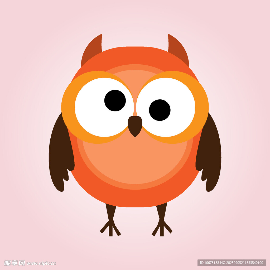 可爱橙色猫头鹰卡通形象