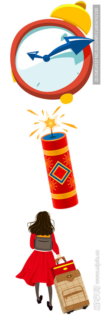 女孩与出行节庆元素