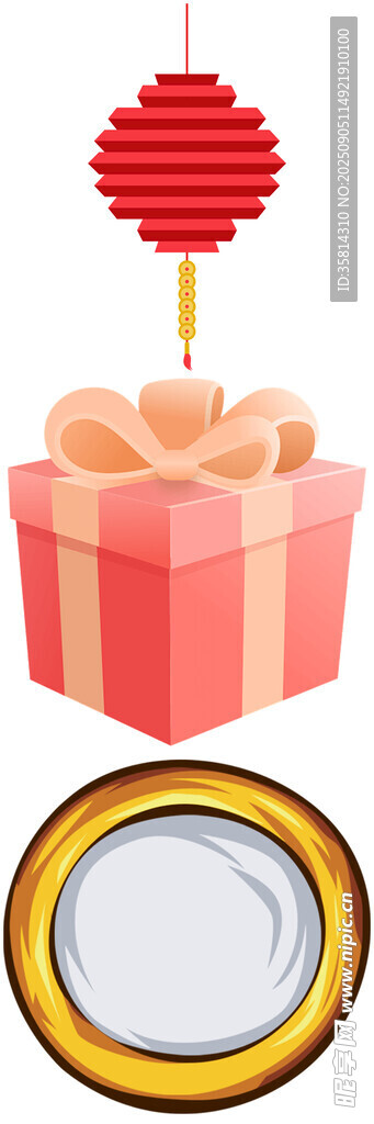 节日礼盒与红灯笼装饰