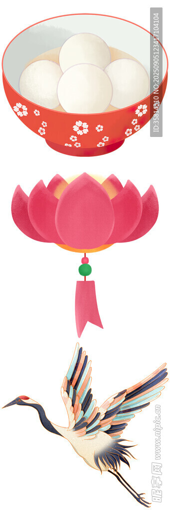 莲花盘白鹤与汤圆组合