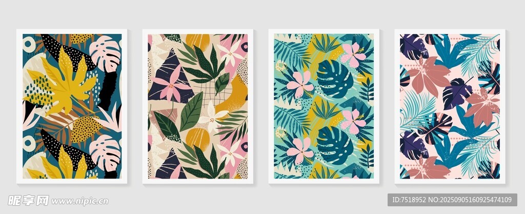 多彩花卉图案艺术画作