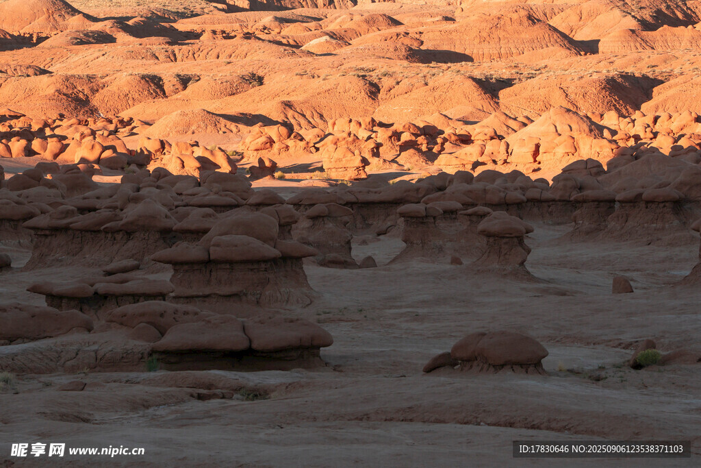 夕阳下的壮丽沙漠地貌