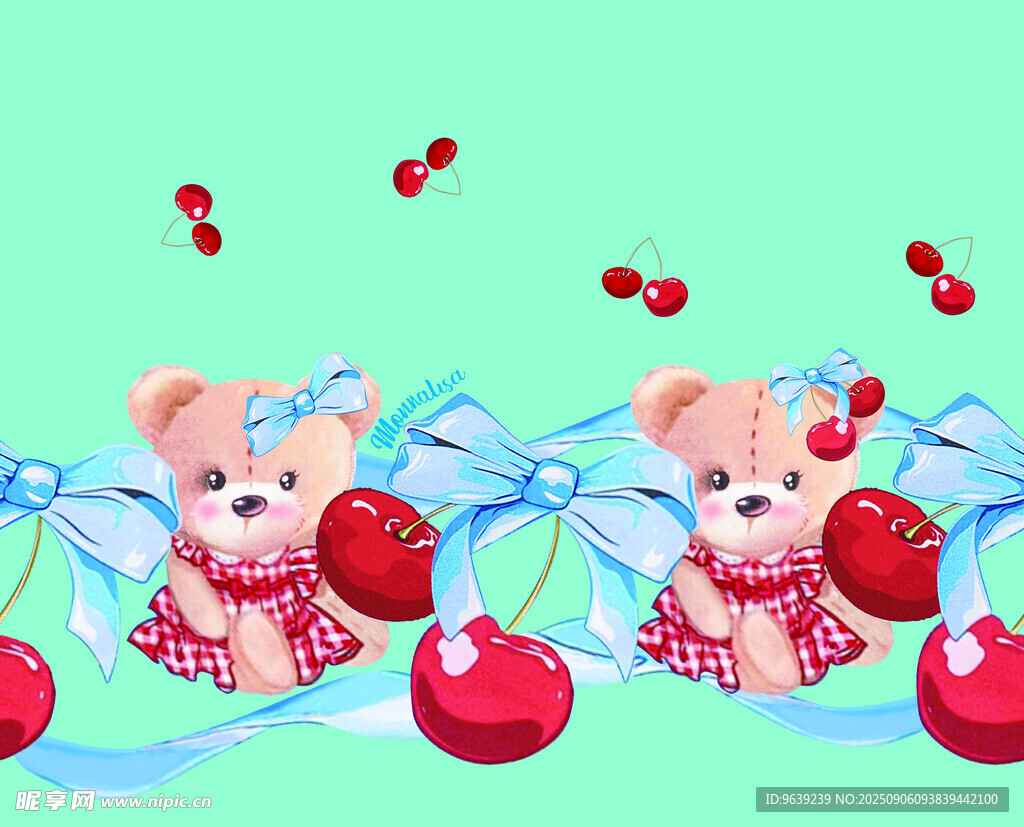 小熊与樱桃装饰图案