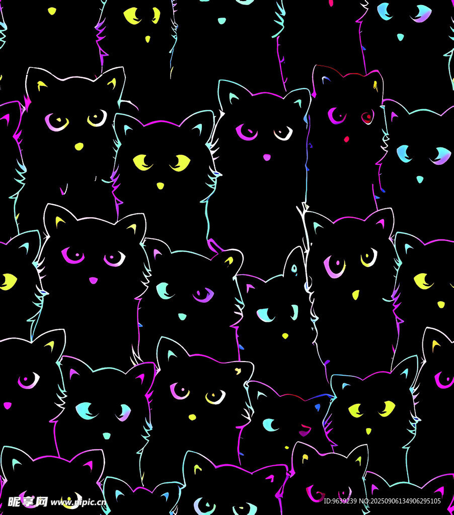 黑猫夜光图案