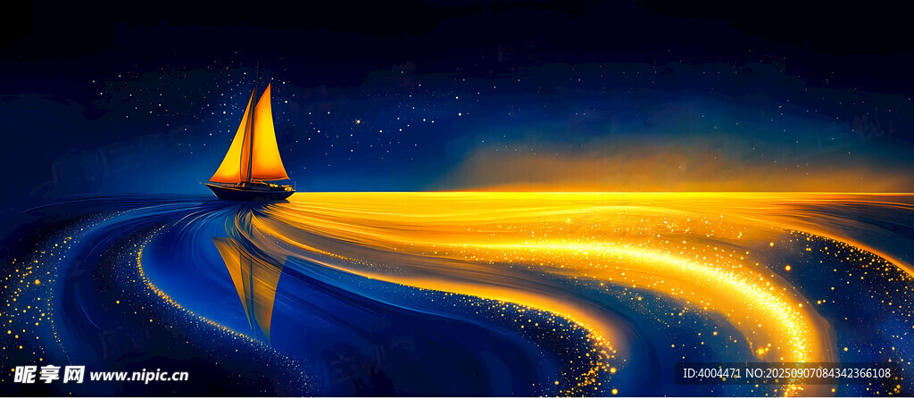 孤舟 流光溢彩奇幻景