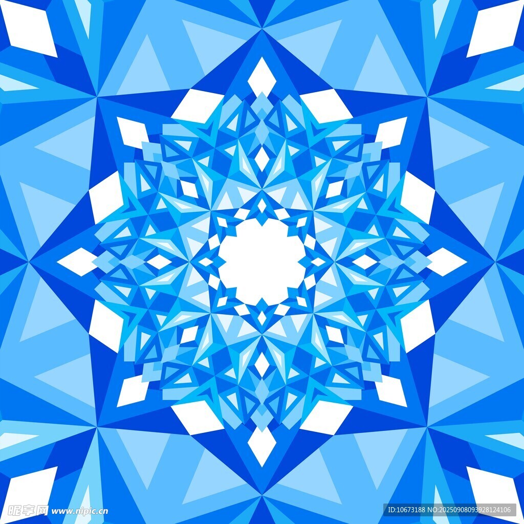 蓝色几何雪花图案