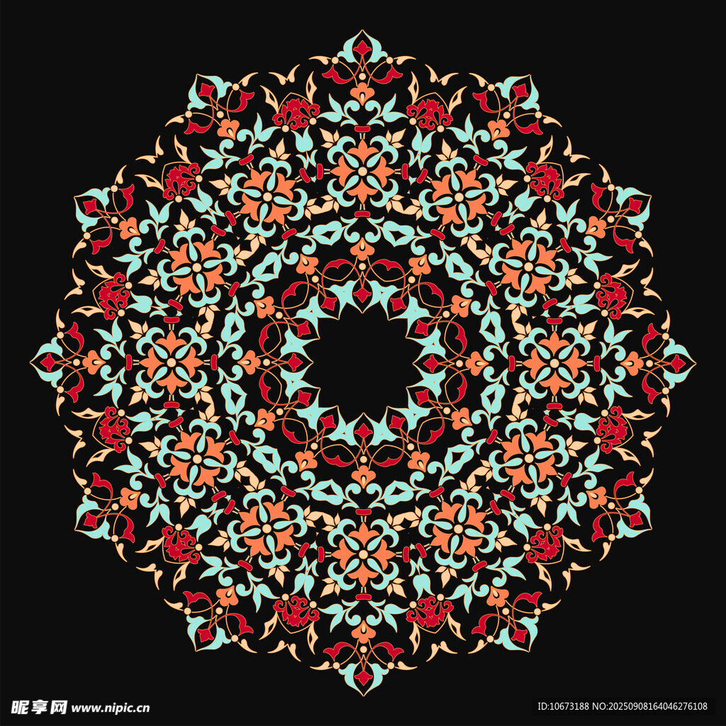 多彩几何圆形曼陀罗图案