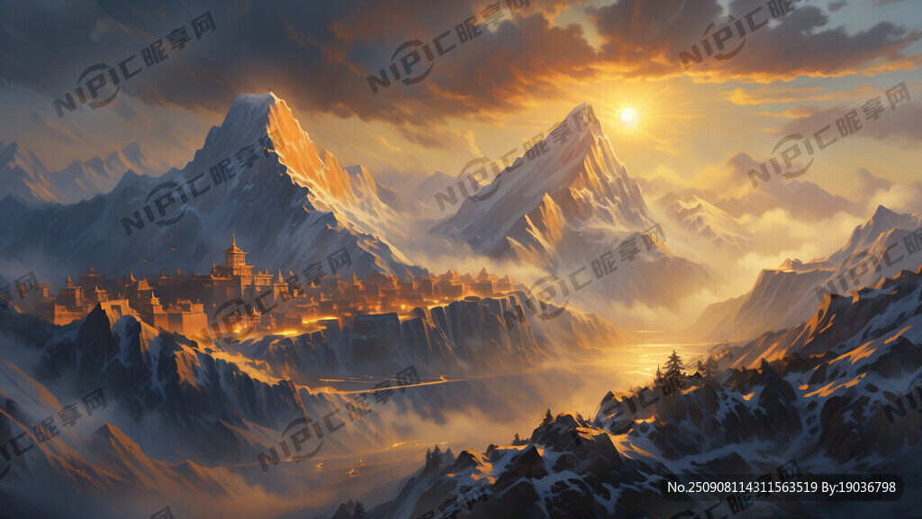 日照金山 天空没有云彩