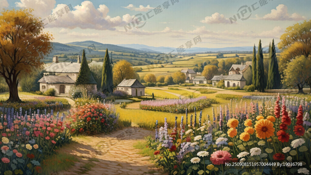 法式乡村田园手绘油画风景