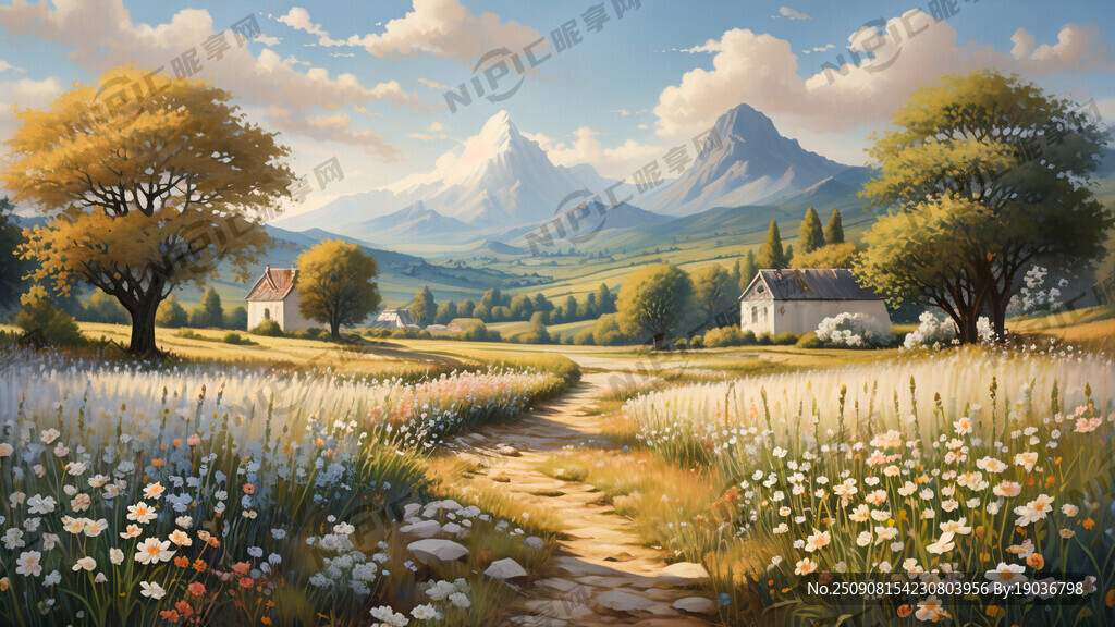 法式乡村田园手绘油画 阳光明媚