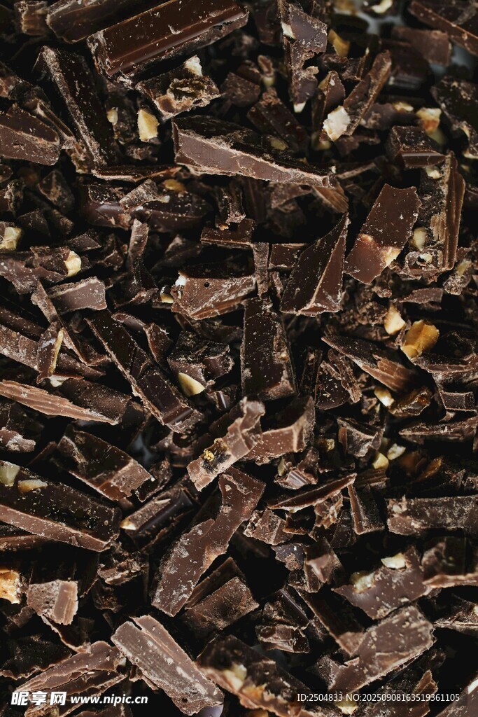 碎巧克力块特写