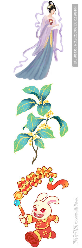 神话人物与植物元素组合