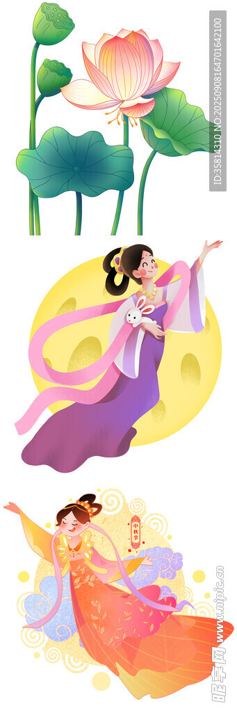 古典仙女伴荷花起舞