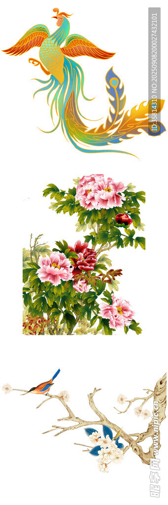 中式传统花鸟装饰图案